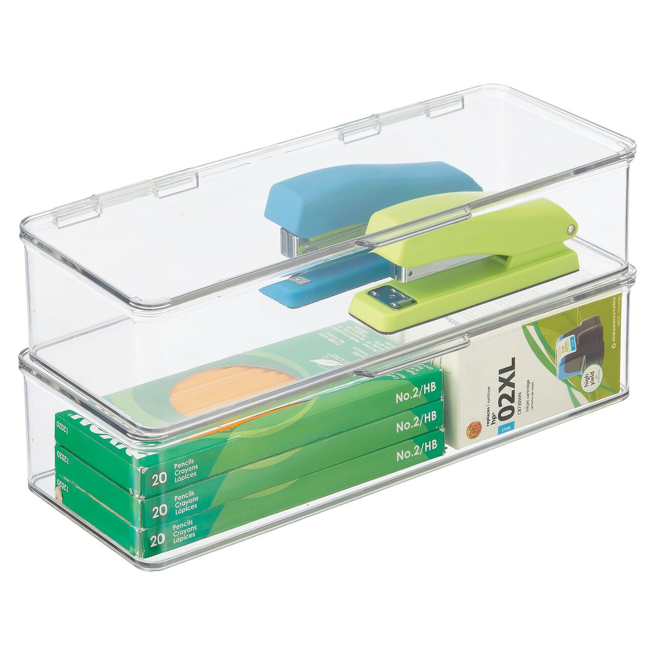 mDesign Plastic Home Office Storage Organizer Bin Box, 2 Pack